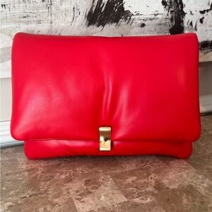 Topshop Oversized Red Vegan Leather Clutch – Statement Bag